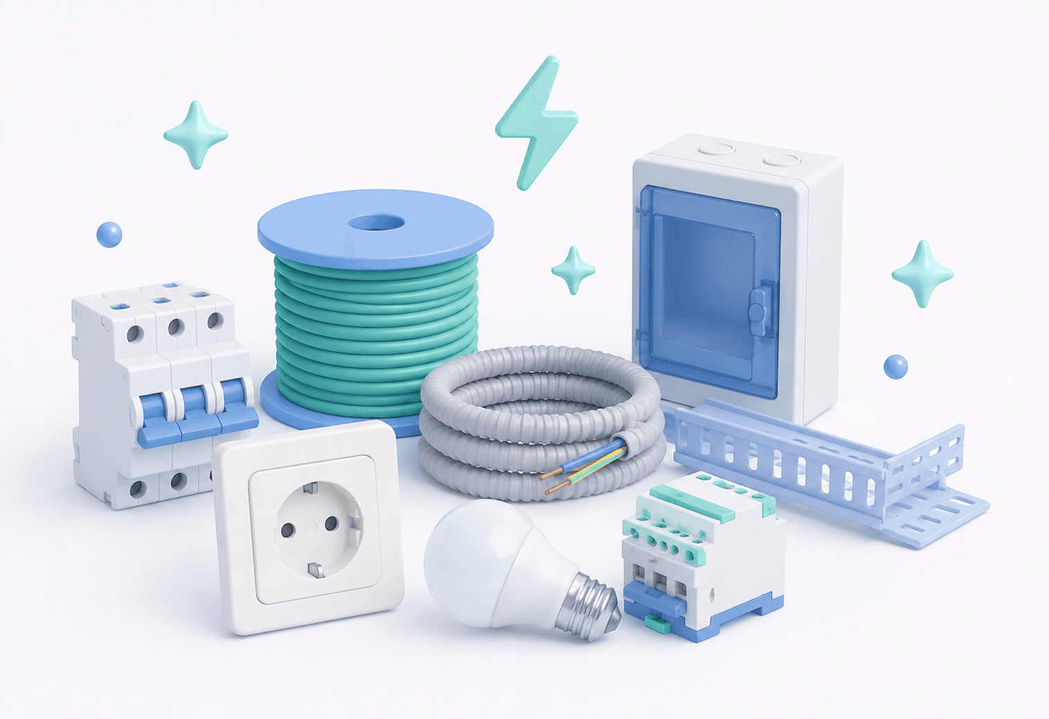Warehouse of an electrical materials distributor with cable reels and shelving: AI automation of delivery notes speeds up goods receiving and matches manufacturer codes to the internal catalog